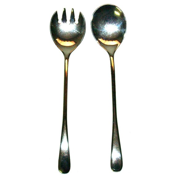 Vintage Silverplated 9 inch Salad Serving Spoon and Spoon Fork - Made in ITALY - Picture 2 of 4